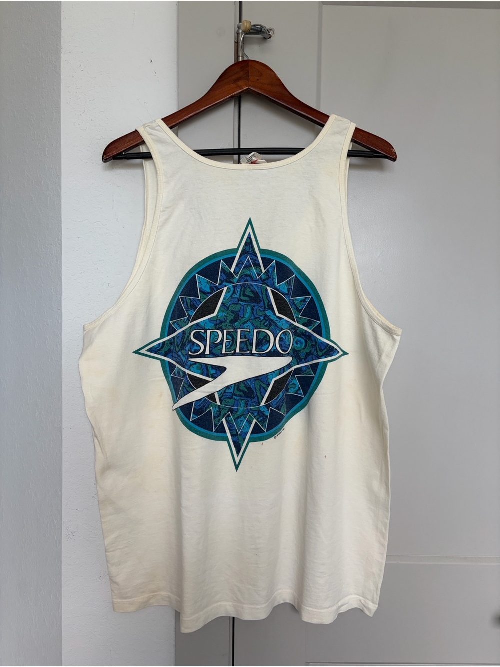 VINTAGE 90s RETRO SPEEDO TANK TOP CREME MEN’S XL